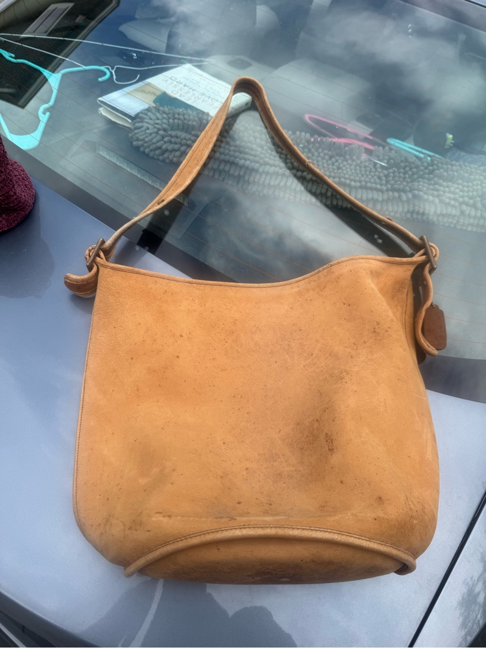 Coach Vintage 80s Tan Leather Shoulder Bag fed bag needs work make offer